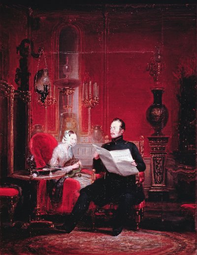 Tsarevich Alexander (1818-81) and his wife Maria Alexandrovna by Russian School